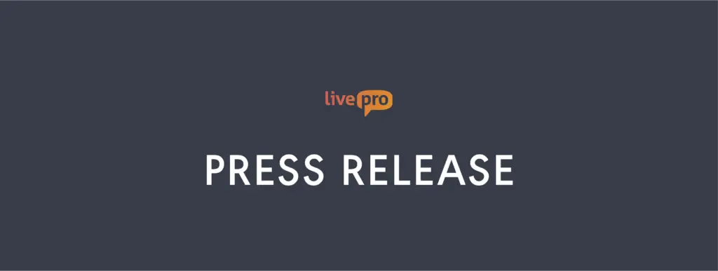 White text on a dark background that states press release underneath the livepro logo
