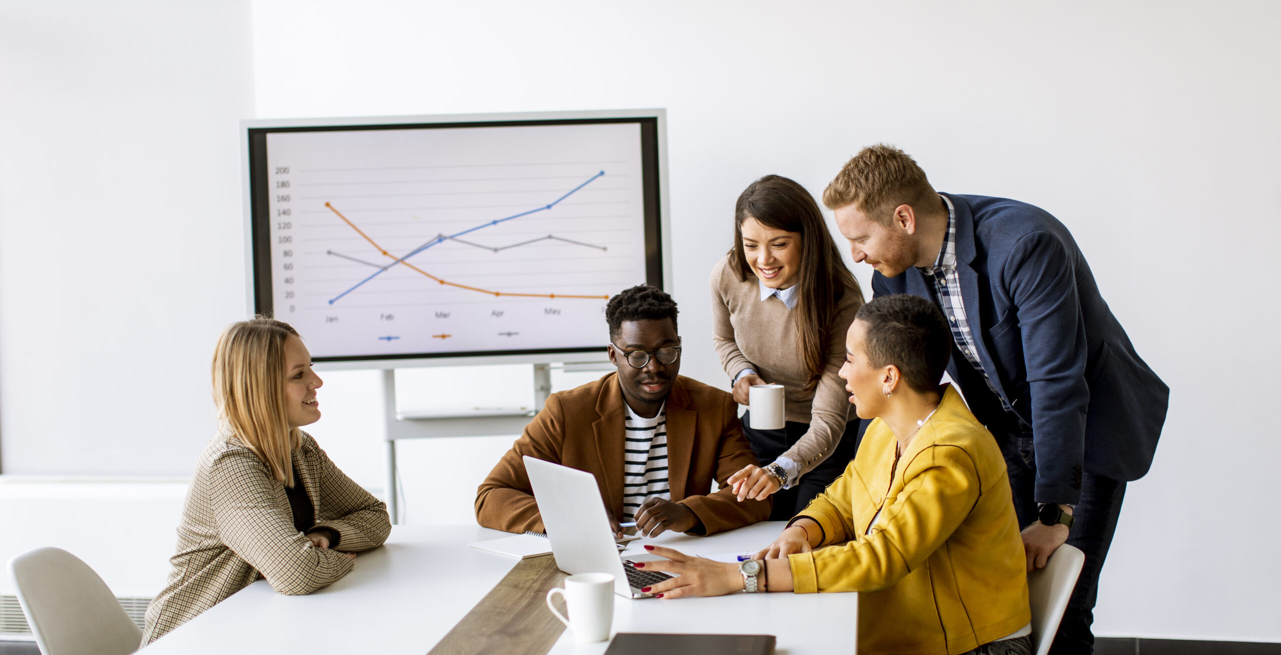 Group of multiethnic business people working together