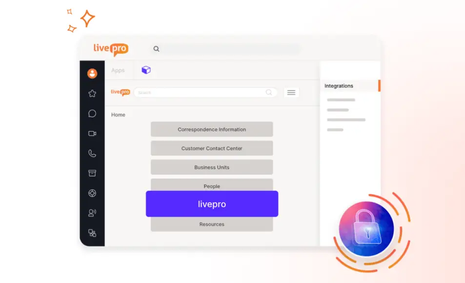 Screenshot of livepro’s secure interface showing categorized knowledge folders and integration options, highlighting data security and structured access in Confluence alternatives.