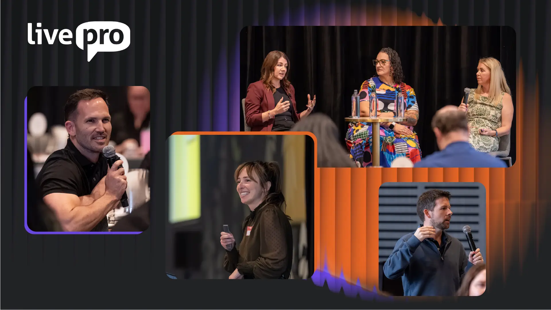 livepro branded collage of speakers presenting at a previous livepro forum event